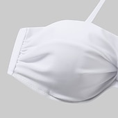 billiga Bikiniset-Dam Badkläder Bikini 2 st Kaxig Baddräkt Rynkad 2 st Öppen Rygg Sexig Standkläder Sexig Slät Ren färg Axelbandslös Ärmlös Baddräkter