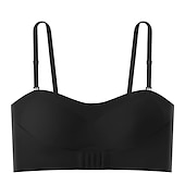 abordables Sostenes-Sujetadores sin aros para mujer, sujetadores acolchados, sujetadores ajustables sin tirantes, copa 3/4, escote en V, transpirables, push up, invisibles, color puro, cierre frontal, para citas, día de