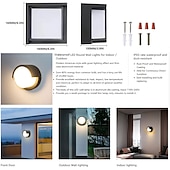 cheap Outdoor Wall Lights-Outdoor Wall Lamp Porch Lamp 12W LED Matte Black Exterior Wall Lamp 3 Colors Can be Changed Suitable for Installing Wall Courtyard Lamp Garage Aisle Backyard Garden AC85-265V