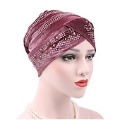 economico Cappelli-hijab interno di colore solido berretti turbante musulmano per le donne con trapano etnico islamico avvolgere testa turbante pronto da indossare hijab bonnet
