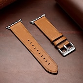 cheap Apple Watch Bands-Compatible with Apple Watch band 38mm 40mm 41mm 42mm 44mm 45mm 49mm Metal Clasp Luxury Adjustable Genuine Leather Strap Replacement Wristband for iwatch Ultra 2 Series 9 8 7 SE 6 5 4 3 2 1