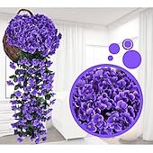 preiswerte Künstliche Pflanzen &amp; Blumen-Lebendiger künstlicher hängender Orchideenstrauß, Simulationsblumenrebe, violette hängende Blumenrebe, Wandbehang, Orchideen-Hängekorb, Blumenbalkon, Heimdekoration, Blumenwand für Hochzeit, Gartendekoration
