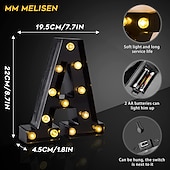 economico Luci decorative-luci a led per alfabeto e marquee arabe, lettere nere alimentate a batteria led per eventi, matrimoni, feste, compleanni, casa, bar, nuovo design, nero fresco