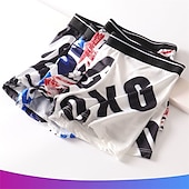 preiswerte Boxershorts für Herren-Herren 1 Packung Unterwäsche Grundlegendes Höschen Unterwäsche Boxer Grundlegend Polyester Antibakteriell Auslaufsicher Buchstabe Mittlere Taillenlinie Meerblau Schwarz