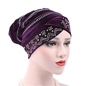 economico Cappelli-hijab interno di colore solido berretti turbante musulmano per le donne con trapano etnico islamico avvolgere testa turbante pronto da indossare hijab bonnet