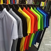 billige Klassisk poloskjorte for menn-Herre POLO T-skjorte Golf skjorte utendørs Avslappet Polokrage Klassisk Kortermet Mote Fritid Helfarge Knapp foran Knapp ned Vår sommer Normal Svart Hvit Gul Rød Blå Grå POLO T-skjorte