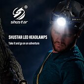abordables Faros delanteros-Faro delantero led con sensor, faro de pesca t6/l2/p50, 3 modos con zoom, resistente al agua, súper brillante, luz de camping alimentada por 2x18650 baterías