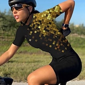 abordables Maillots pour femmes-Femmes Maillot de cyclisme Géométrique Manche Courte Cyclisme Maillot Top avec 3 poches arrière VTT Vélo tout terrain Cyclisme sur route Séchage Rapide Bandes réfléchissantes Poche Arrière Évacuation