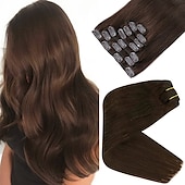 cheap Clip in Hair Extensions-Clip In Hair Extensions Human Hair 8pcs Pack Straight Natural Color Hair Extensions