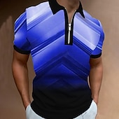 tanie Męska koszulka polo geometryczna-Męskie Geometryczny Koszulki polo z zamkiem błyskawicznym Koszula golfowa Krótki rękaw Koszulki polo Koszule z kołnierzykiem Codzienny Ubrania wakacyjne Ubrania formalne Ubrania festiwalowe Druk 3D