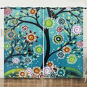 billiga Gardiner och draperier-mörkläggningsgardin draperier bondgård gardin 2 paneler svart för vardagsrum sovrum dörr kök balkong fönster behandlingar värmeisolerad