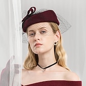 baratos Chapéus de Festa-100% Lã Chapéu de Kentucky Derby / Chapéus com Laço 1pç Casual / Roupa Diária Capacete