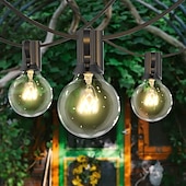 abordables Enchufe eléctrico-3m g40 luces de cadena de globo luces de patio colgantes al aire libre con 10 bombillas transparentes luces de patio conectables para decoración interior al aire libre 10 enchufes colgantes e12 base