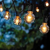cheap Plug String Lights-Globe String Lights 15m/50FT 50LEDs G40 Outdoor Hanging Globe Patio Lights with 50 Clear Bulbs(2 Spare) UL Listed Connectable Backyard Lights for Indoor Outdoor Decor 50 Hanging Sockets E12 Base 5W Bulb Black