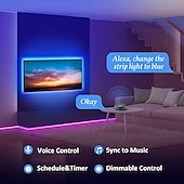 levne Ovládání přes WiFi-5m 16,4ft chytrá televize LED podsvícení proužek světlo usb rgb aplikace bluetooth ovládání synchronizace hudby změna barvy smd 5050 pro PC monitor herna 5v