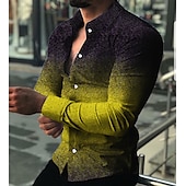voordelige Geometrisch patroon-Voor heren Verloop Geometrisch patroon Overhemd Overhemd met knopen Lange mouw Modieus Ontwerper Casual Dagelijks Feestdagen Uitgaan Lente zomer Strijkijzer 3D-afdrukken Button-omlaag Wijn Geel Rood