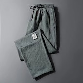 preiswerte Freizeithosen-Herren Jogginghose Jogger Hose Hosen Freizeithose Kordelzug Elastische Taille Gerade geschnitten Feste Farbe Komfort Atmungsaktiv Casual Täglich Strassenmode Sport Modisch Schwarz Grün Mikro-elastisch