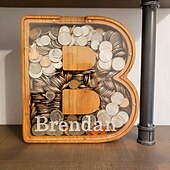economico I regali-salvadanaio in legno fai da te per ragazzi e ragazze lettere salvadanaio in legno salvadanaio, salvadanaio in legno regalo per compleanno bambini, regalo di Natale