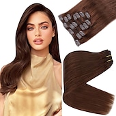 cheap Clip in Hair Extensions-Clip In Hair Extensions Human Hair 8pcs Pack Straight Natural Color Hair Extensions