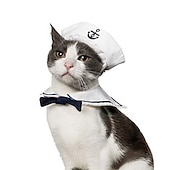 abordables Disfraces-ropa para mascotas ropa perro gato sombrero traje de marinero traje azul marino traje de vela capa