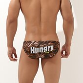 cheap Men&#039;s Briefs Underwear-Men&#039;s 1 PC Briefs Print Polyester Spandex Washable Comfortable Graphic Prints Low Rise White Purple