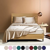 cheap Sheets &amp; Pillowcase-4 Pieces Satin Sheet Sets Hotel Luxury Silky Bed Sheets Soft Premium Satin Sheets Wrinkle &amp; Fade Resistant Bedding Set Sheet Set, Include 1 Deep Pocket Fitted Sheet(12inch),1 Flat Sheet, 2 Pillowcases