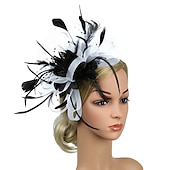 cheap Fascinators-Fascinators Headwear Headpiece Tulle Feathers Formal Business / Ceremony / Fall Wedding Kentucky Horse Race Ladies Day Vintage Elegant With Feather Bowknot Headpiece Headwear Race Day Dress