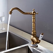 cheap Classical-Bathroom Sink Faucet Copper/Centerset Basin Faucet Single Handle One Hole Bath Taps Contain with Cold and Hot Water