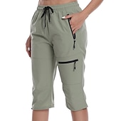 baratos Calças e Calções-Mulheres Calça Cargo Calças de Trilha Verão Ao ar livre Respirável Impermeável Secagem Rápida Leve Calças Capri Calças Com Cordão Bolso Com Zíper Cintura elástica Cinzento Escuro Preto Caça Pesca