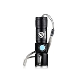 abordables Linternas-linterna led recargable súper brillante con cabeza de carga usb trasera linterna impermeable con zoom luz portátil 3 modos de iluminación batería incorporada