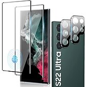 お買い得  サムスン用保護フィルム-[2+2パック] スクリーンプロテクター+カメラレンズプロテクター 用途 サムスンのギャラクシー S24 Ultra Plus S23 S22 S21 S20 Plus Ultra S10 S10 Plus S25ウルトラ 強化ガラス 硬度9H 気泡防止 指紋防止 ハイディフィニション(HD) 2.5Dラウンドカットエッジ