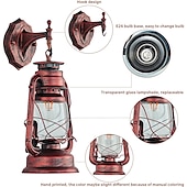 cheap Outdoor Wall Lights-Country Style Lantern Wall Lamp Retro Installation Wall Lamp with Glass Shade Suitable for Attic Bedroom Farmhouse 7 inches Deep x 15 inches High