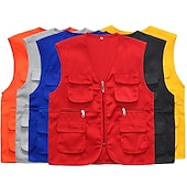 billiga Herrars fiskeväst-Herr Dam Fiskeväst Vandringsväst Ärmlös Väst Jacka Överdelar Utomhus Andningsfunktion Snabb tork Multi Pocket Lättvikt Vår Polyester Svart Gul Rubinrött Fiske Klättring Löpning