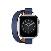 abordables correas de reloj de manzana-Ver Banda para Apple Watch Series 8 7 6 5 4 3 2 1 SE Cuero Auténtico Reemplazo Correa Double Tour Pulsera