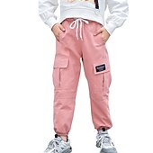 cheap Bottoms-Back to School Girls' 3D Solid Color Pants Summer Spring Fall Active Cargo Kid's Teen School Outdoor Daily