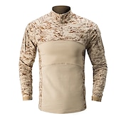 cheap Men&#039;s Active Tees &amp; Tanks-Men&#039;s Combat Shirt Tactical Military Shirt Camo / Camouflage Long Sleeve Outdoor Summer Autumn Breathable Multi-Pockets Quick Dry Sweat wicking Top Cotton Hunting Military Training Combat Jungle