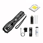 preiswerte Taschenlampen-LED-Taschenlampe ultrahelle Taschenlampe l2 / v6 Campinglicht 5 Schaltmodi wasserdichtes zoombares Fahrradlicht Verwendung 18650 Batterie