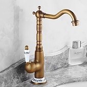 cheap Classical-Bathroom Sink Faucet Copper/Centerset Basin Faucet Single Handle One Hole Bath Taps Contain with Cold and Hot Water