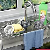 cheap Kitchen Storage-Kitchen Storage Rack Faucet Rack Black Gold Household Sink Dishwashing Sponge Rag Drain Water Hanging Basket Sink