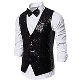 preiswerte Men&#039;s Vest-Herren Weste Hochzeit Party Party / Abend Ausgehen Strassenmode Brautkleider schlicht Frühling Herbst Tasche Polyester warm halten Schnelltrocknend Feste Farbe Einreihiger Verschluss V Ausschnitt