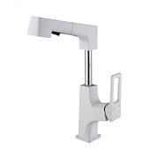 abordables Robinets de lavabo-Mitigeur d&#039;évier de salle de bain corps relevable bec verseur à 2 modes, robinet de lavabo en laiton rotatif à 360 ° monté sur le pont, avec robinet de cuve d&#039;eau chaude et froide