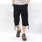 billiga Klassisk-Herr Cargo-shorts Vandringsshorts Militär Sommar Utomhus Ripstop Andningsfunktion Snabb tork Multi Pocket Capribyxor Underdelar Under knäet Amy Green Svart Bomull Klättring Camping / vandring