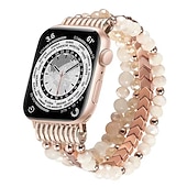 baratos Pulseiras de Apple Watch-Pulseira de joias Compatível com Pulseira Apple Watch 38mm 40mm 41mm 42mm 44mm 45mm 49mm Elástico Com Miçangas Luxo Contas pulseira de substituição para iwatch Ultra 2 Series 9 8 7 SE 6 5 4 3 2 1