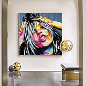 abordables Peintures portraits-Mintura main visage peinture à l&#039;huile sur toile mur art décoration moderne figure abstraite image pour la décoration intérieure roulé sans cadre non étiré peinture