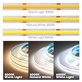 halpa COB-nauhavalot-cob joustava led-nauha valo korkea tiheys 5m 16,4ft lämmin kylmä valkoinen cri 90+ 8mm leveä himmennettävä led-nauha makuuhuoneeseen keittiöön kodin sisustukseen dc12v