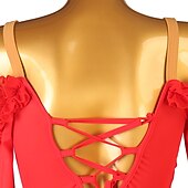 رخيصةأون قاعة الرقص القياسية-رقص الصالة فستان مفصل منفصل نسائي التدريب أداء كم طويل ارتفاع عال نايلون شيفون