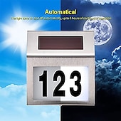 voordelige Wandverlichting buiten-solar huisnummer led adres bord adres plaque roestvrij staal deur nummer licht outdoor waterdichte led huisadres nummer indicator buiten tuin straat decoratie verlichting wandlamp