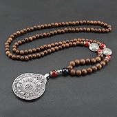 baratos Joalheria em Voga-1pç Colares com Pendentes Colar de miçangas For Homens Mulheres Rua Presente Diário De madeira Acrílico Retro Buda
