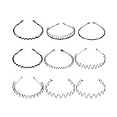 cheap Hair Styling Accessories-6PCS Metal Hair Bands Spring Wavy Hair Hoop Unisex Black Wavy Headband Slicked Back Headband Non Slip Sports Hairband for Women Men