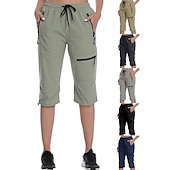 baratos Calças e Calções-Mulheres Calça Cargo Calças de Trilha Verão Ao ar livre Respirável Impermeável Secagem Rápida Leve Calças Capri Calças Com Cordão Bolso Com Zíper Cintura elástica Cinzento Escuro Preto Caça Pesca